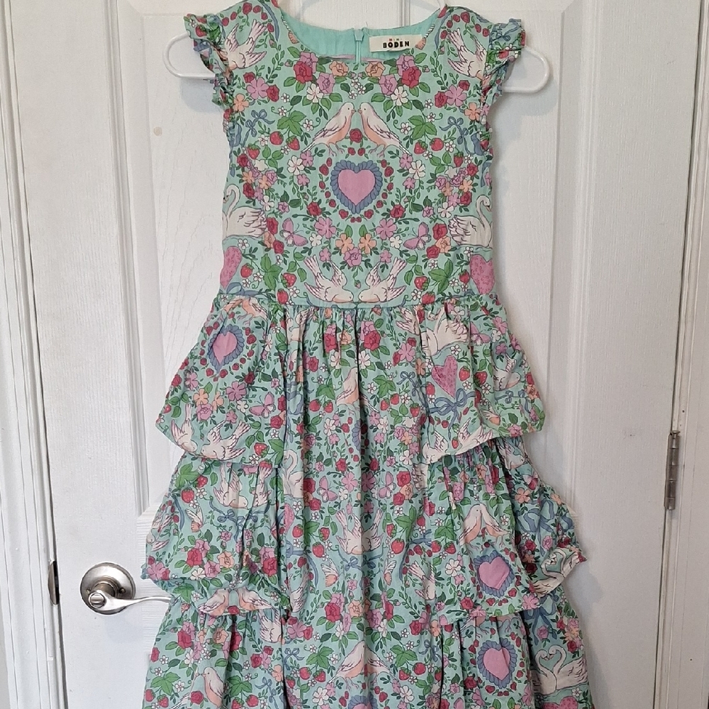 Boden Pastel Floral and Heart Pattern Dress - Picture 2 of 8